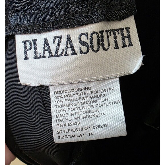 Vintage Plaza South Black Velvet Dress w/ Satin Trim | 1990s–2000s | Size 14 - Picture 10 of 11